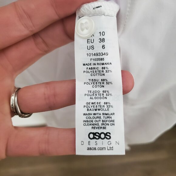 ASOS DESIGN cotton button through pleated mini shirt dress - Picture 8 of 10